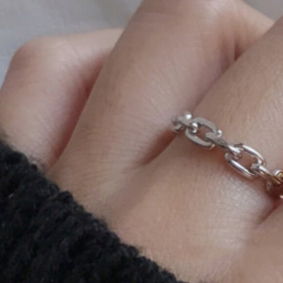 NEW 925 Sterling Silver Link Chain Adjustable Ring - Picture 4 of 6